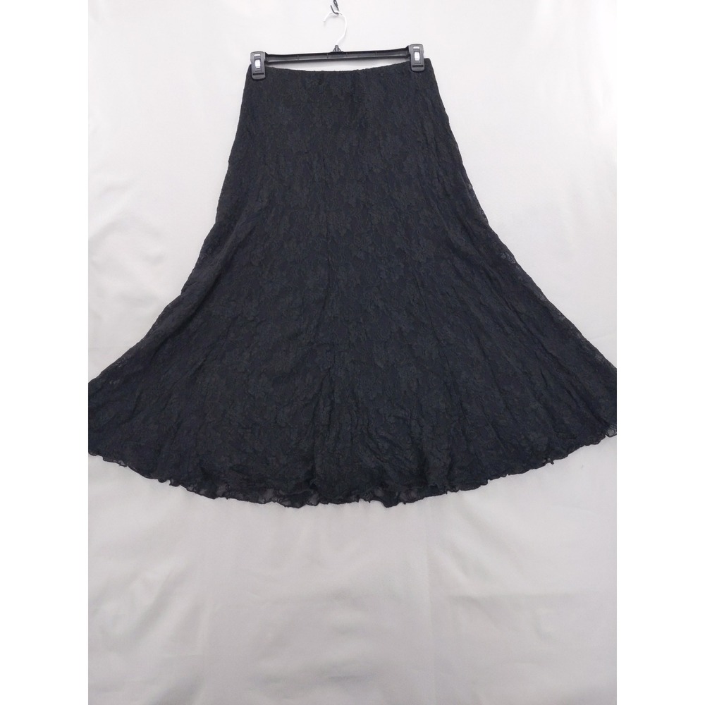 Cabi Lace Midi Skirt Womens Sz S Black Floral A-Line Lined Scalloped Hem - Picture 4 of 11